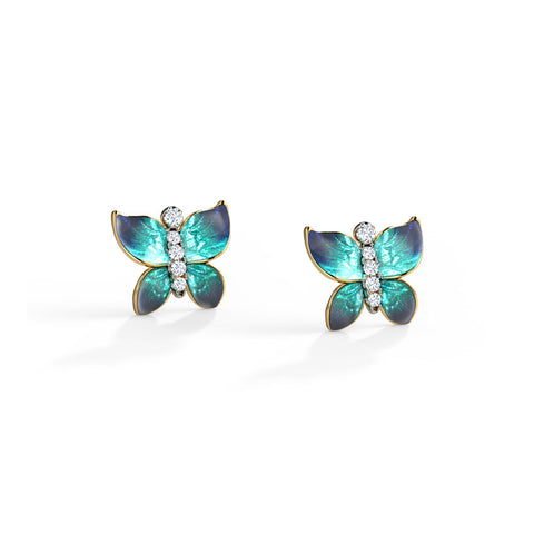 Hover Butterfly Diamond Stud Earrings