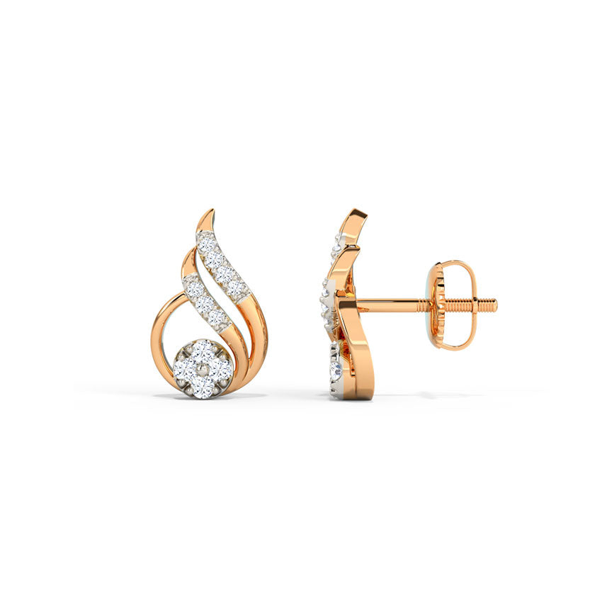 Delicate Dewdrop Diamond Stud Earrings