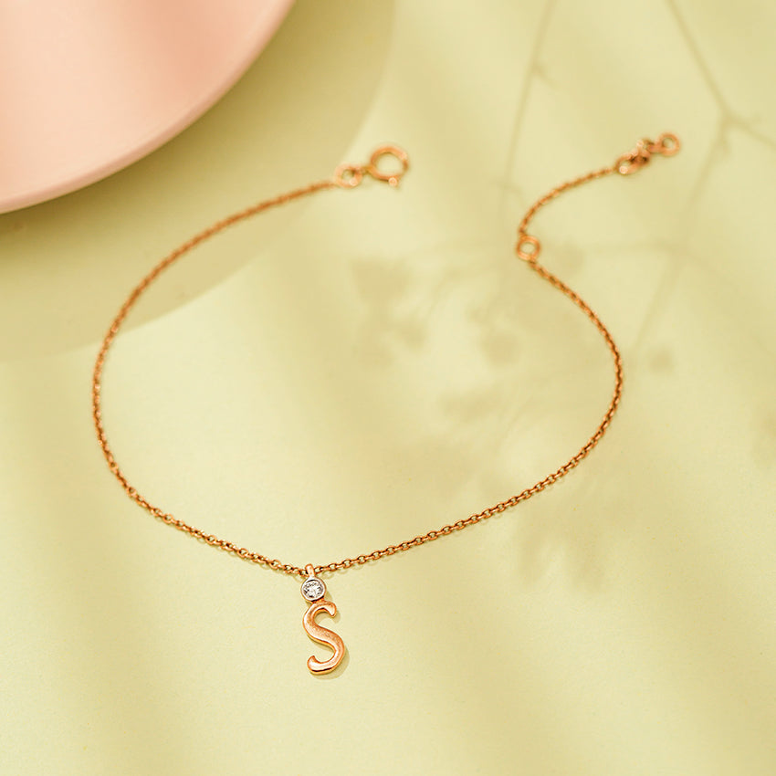 Charm Alphabet S Diamond Bracelet