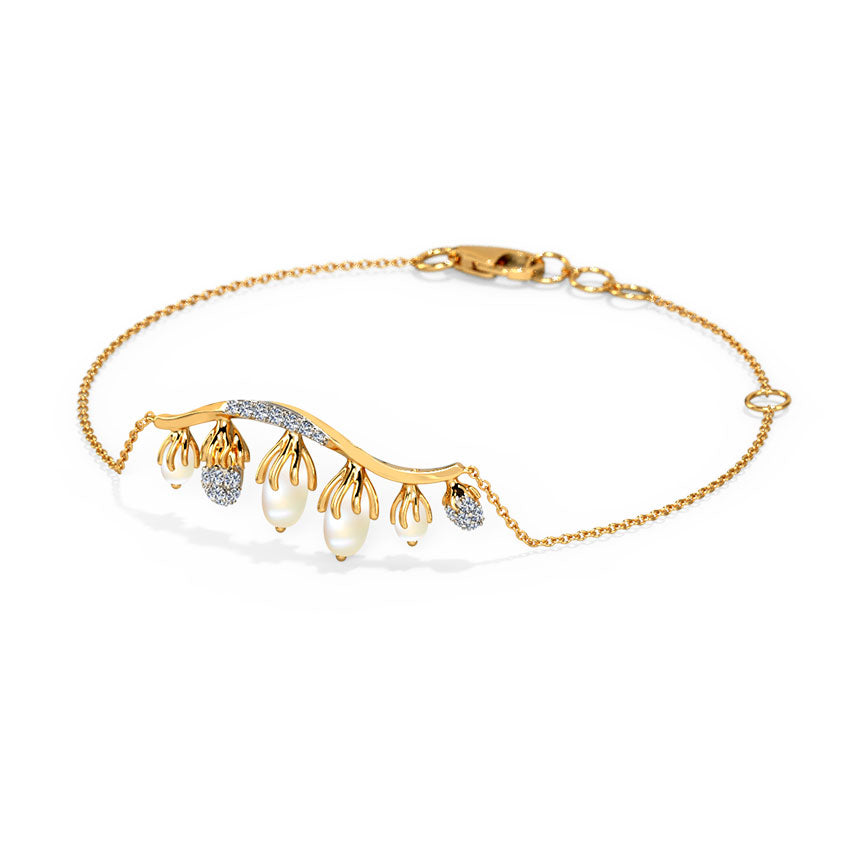 Curvy Pearl Grained Chain Bracelet