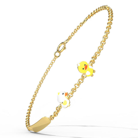 Cute Duckling Personalised Kids' Gold Bracelet