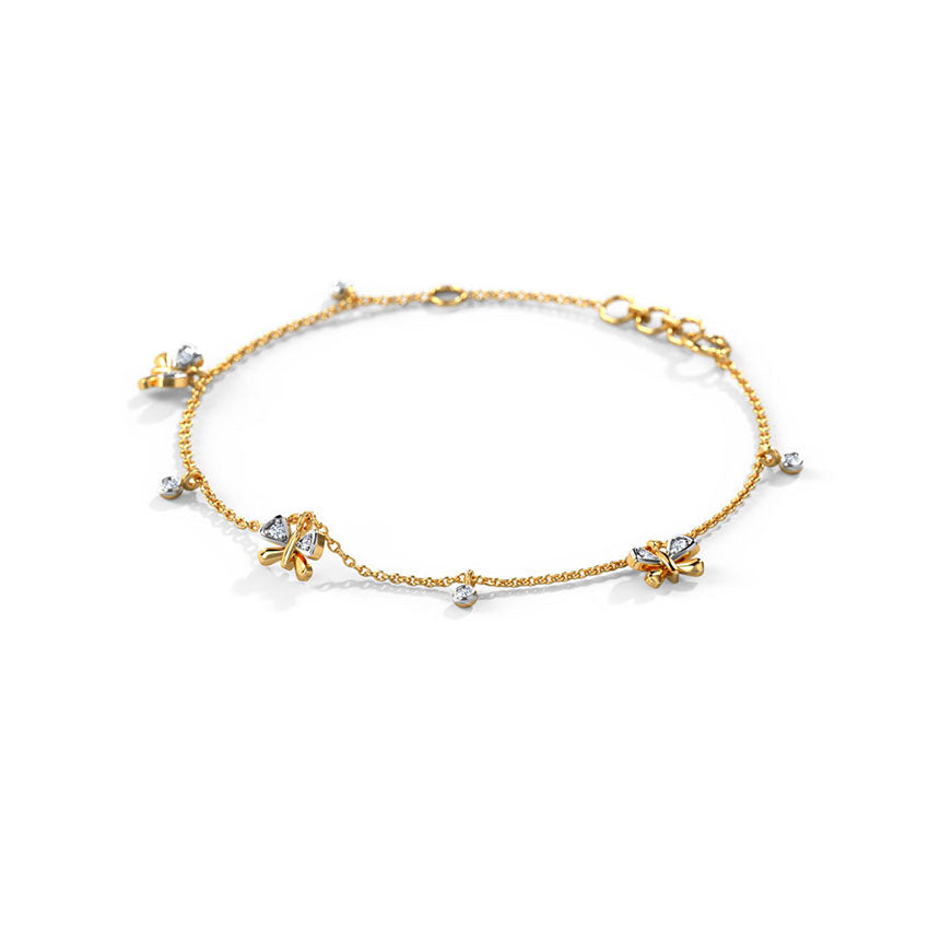 Diamond Butterfly Charm Bracelet