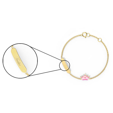 Blush Tiara Personalised Kids' Gold Bracelet