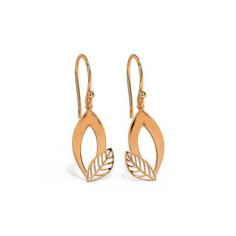 Duo Leafy Gold Drop Earrings