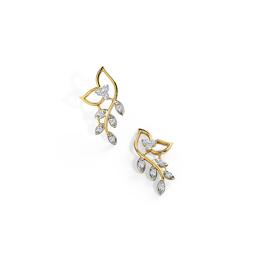 Classic Leaves Diamond Stud Earrings