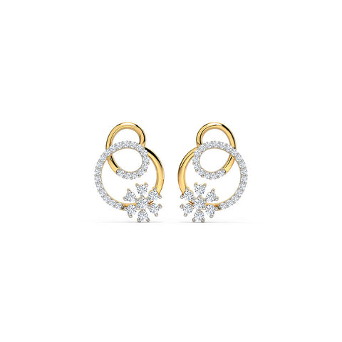 Floret in Loop Diamond Stud Earrings