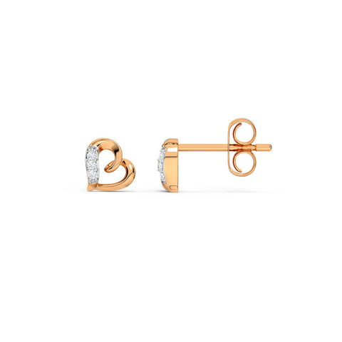 Graceful Heart Diamond Stud Earrings