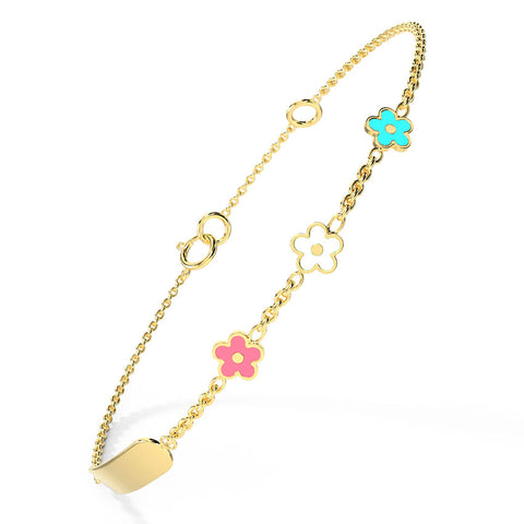 Blissful Bloom Personalised Kids' Gold Bracelet