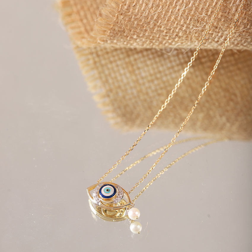 Modish Evil Eye Pearl Necklace