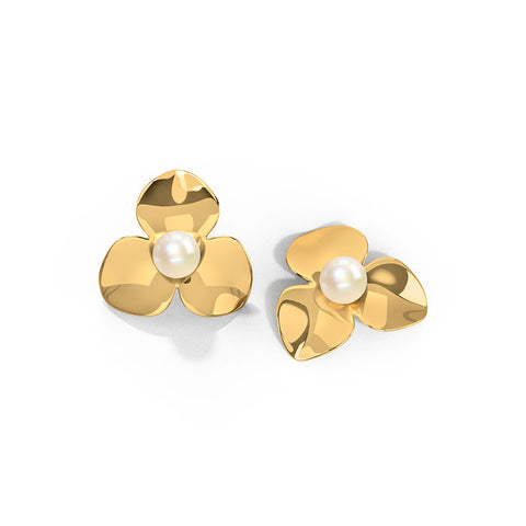 Lara Bloom Pearl Stud Earrings