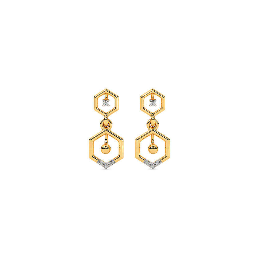 Duo Hexagon Diamond Drop Earrings
