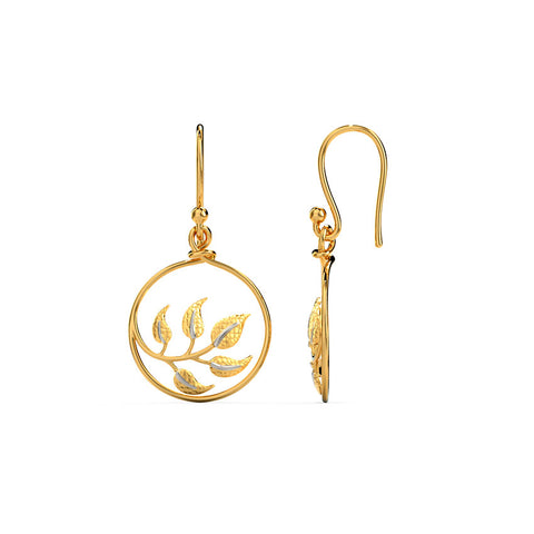 Framed Leaf Gold Drop Earrings