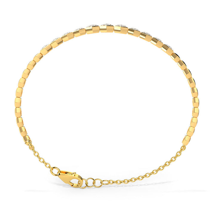 Diamond tennis bracelet with uniform sparkle.