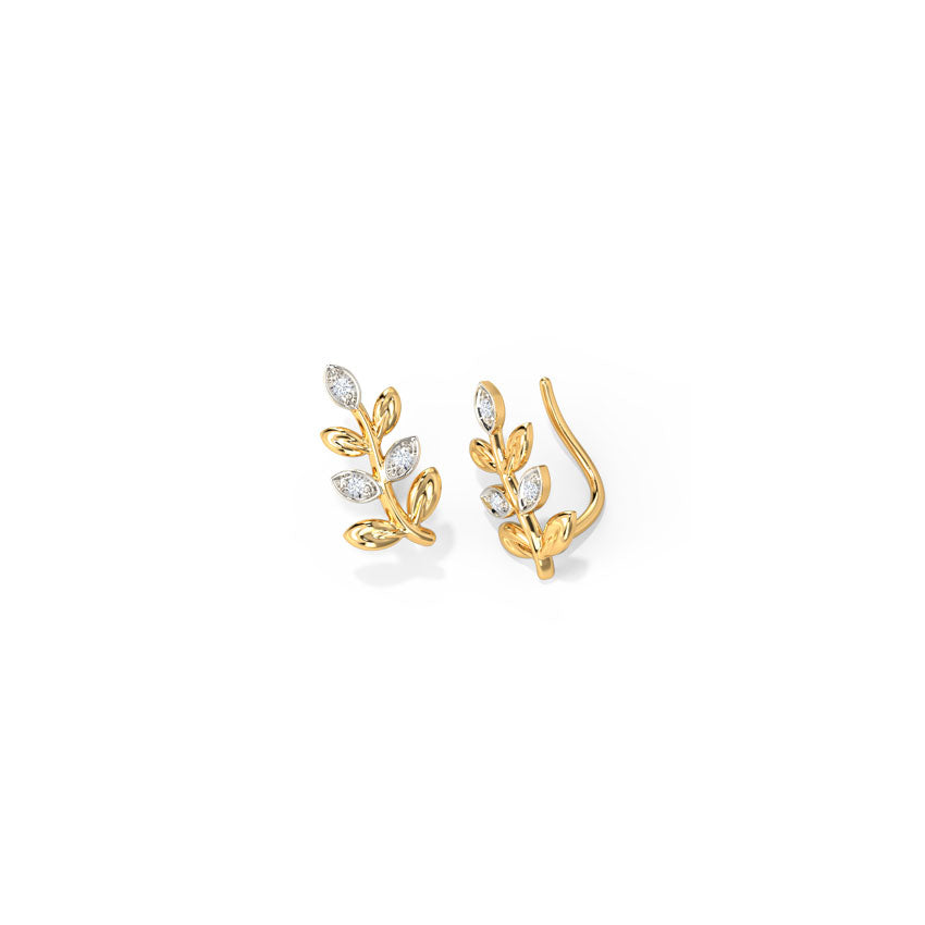 Leafy Diamond Ear Cuffs