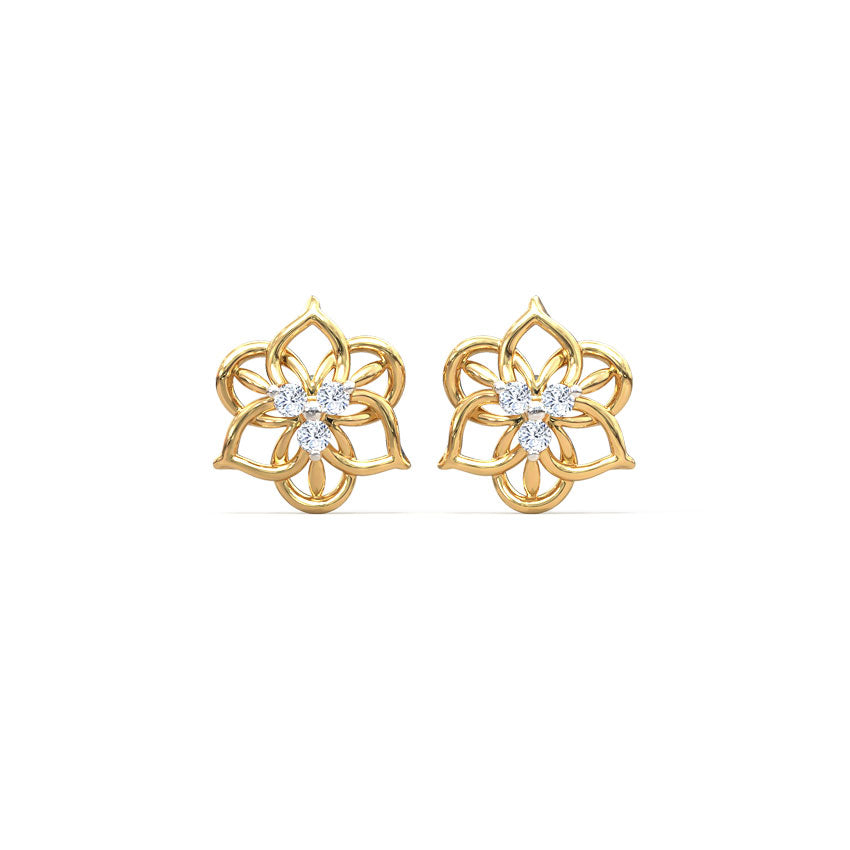 Ornate Bloom Diamond Stud Earrings