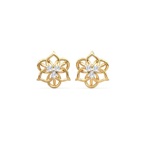 Ornate Bloom Diamond Stud Earrings