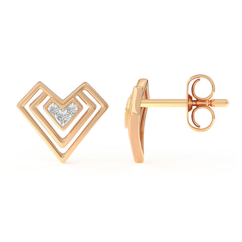 Edgy Heart Diamond Stud Earrings