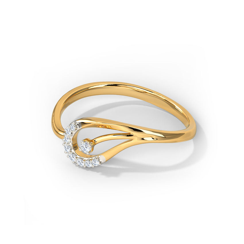 Sleek Paisley Diamond Ring