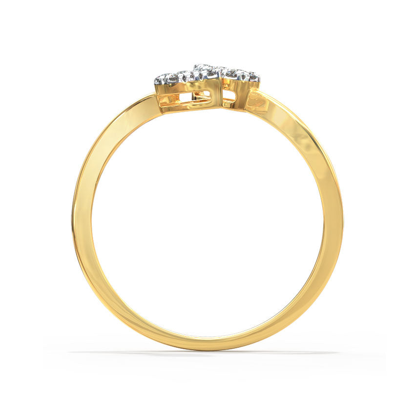 Twin Leaves Open Diamond Ring