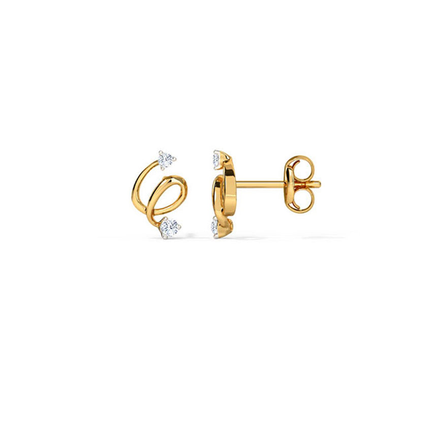 Sleek Twine Diamond Stud Earrings