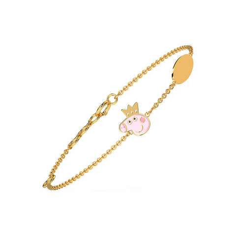 Peppa Crown Personalised Kids' Gold Bracelet