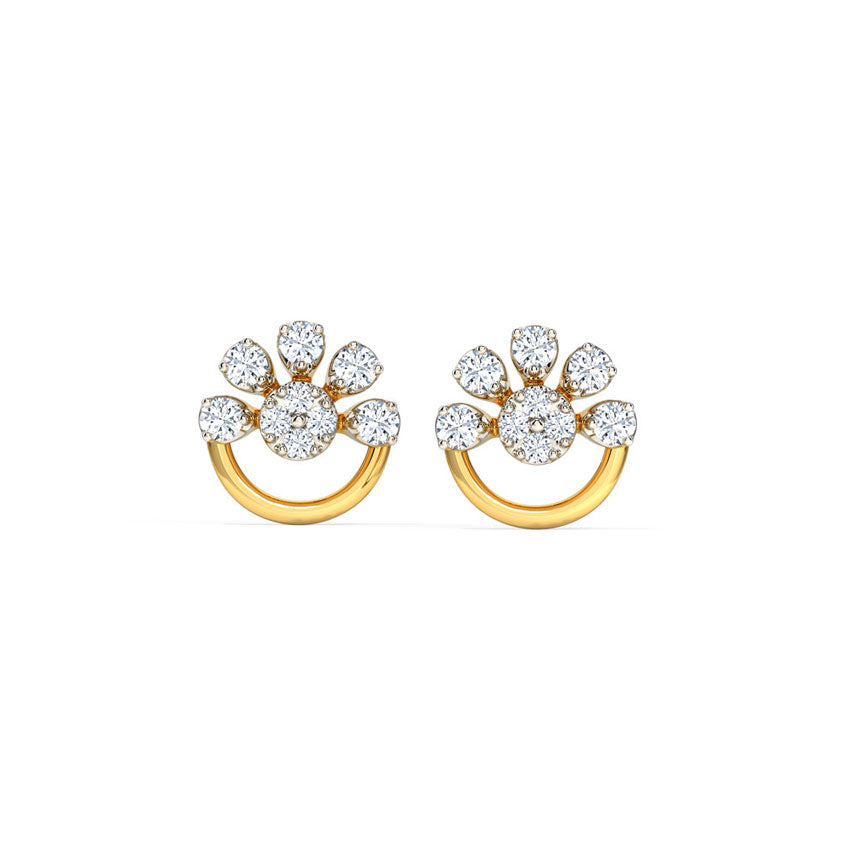 Half Bloom Diamond Stud Earrings