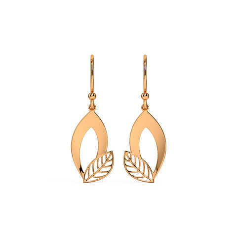 Duo Leafy Gold Drop Earrings