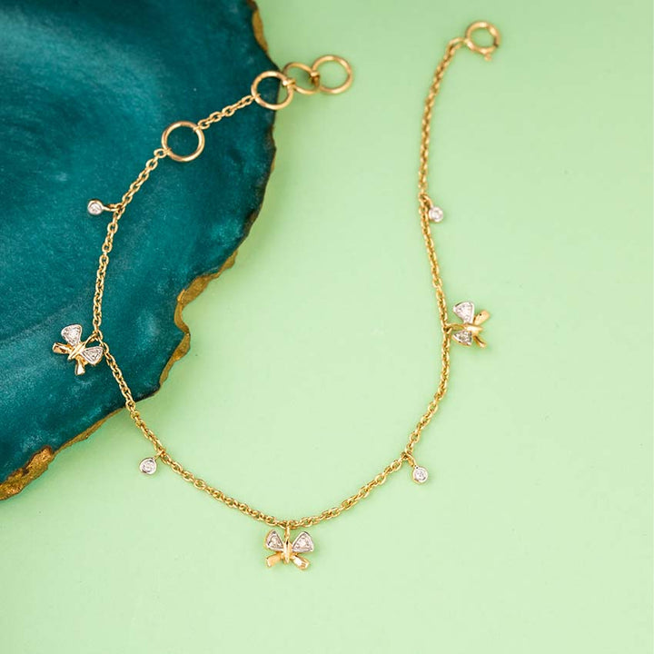 Diamond Butterfly Charm Bracelet