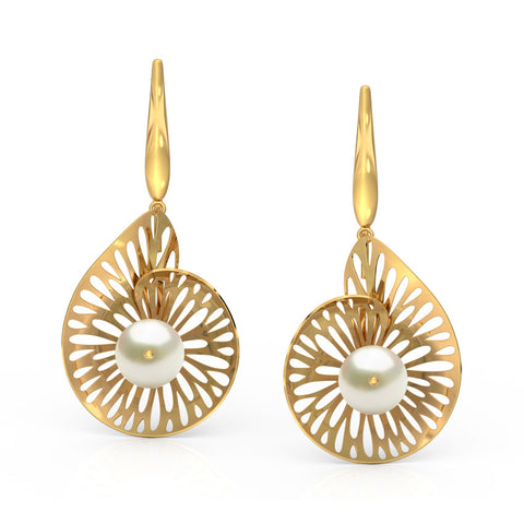 Swerve Leaf Pearl Drop Earrings