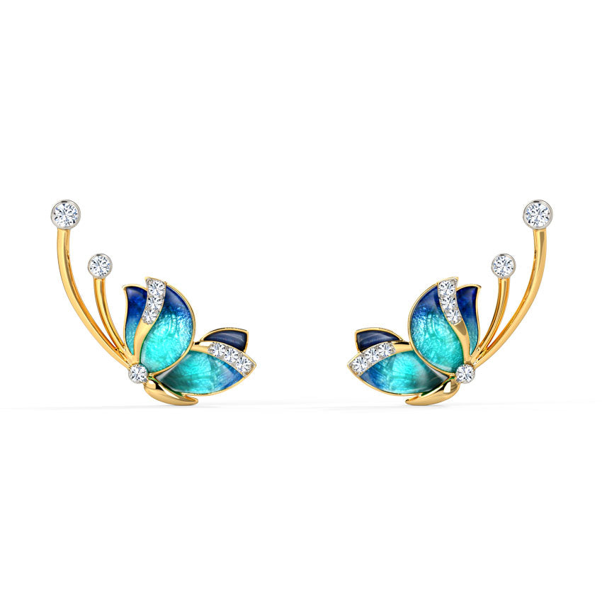 Flitter Blue Butterfly Diamond Ear Cuffs