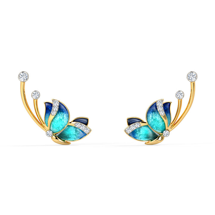 Flitter Blue Butterfly Diamond Ear Cuffs