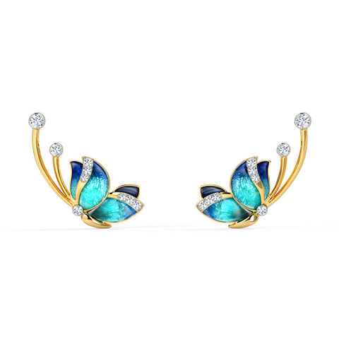 Flitter Blue Butterfly Diamond Ear Cuffs