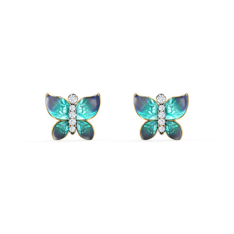 Hover Butterfly Diamond Stud Earrings