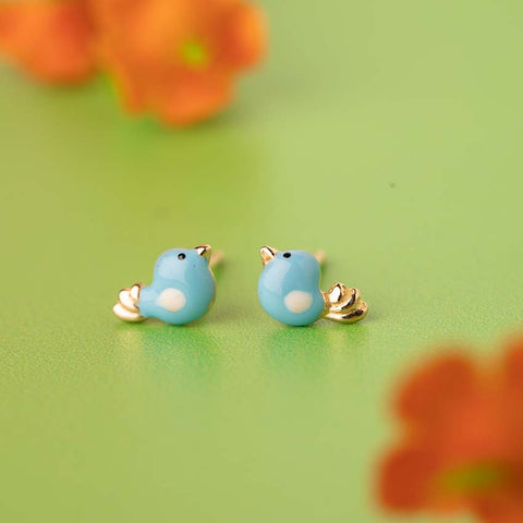 Blue Bird Kids' Gold Earrings