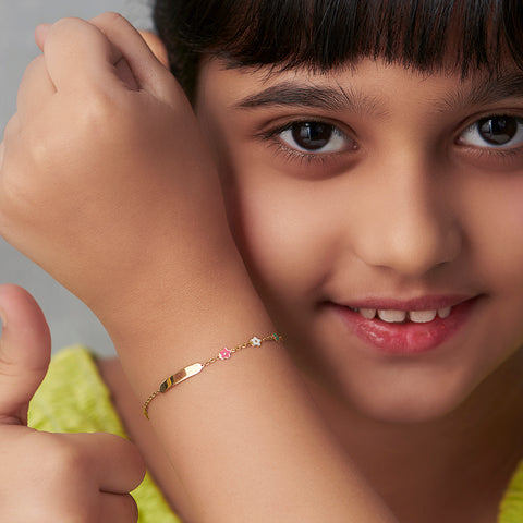 Blissful Bloom Personalised Kids' Gold Bracelet