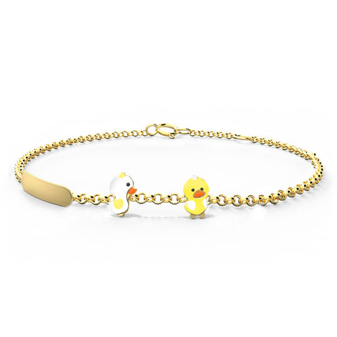 Cute Duckling Personalised Kids' Gold Bracelet