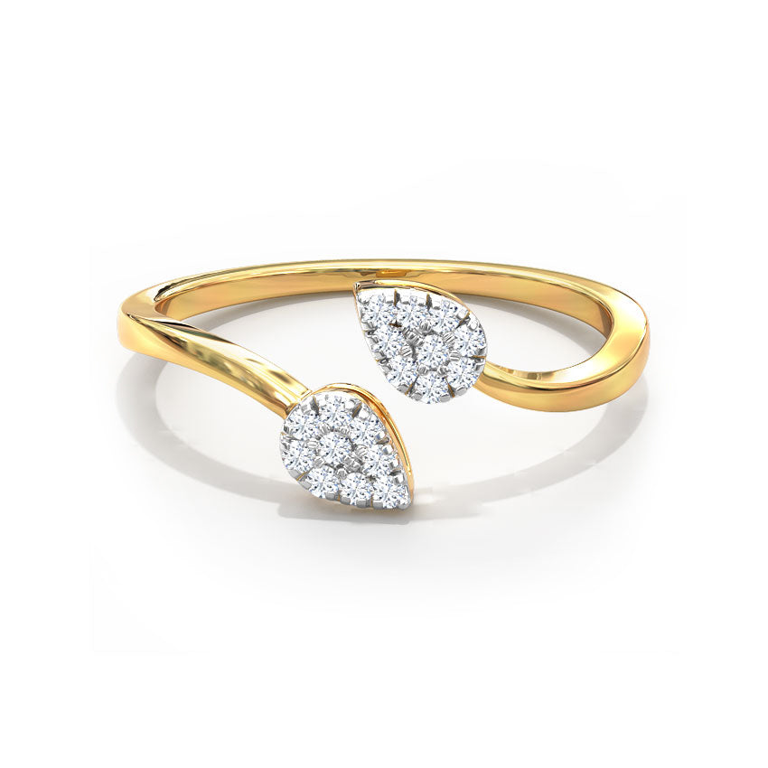 Twin Leaves Open Diamond Ring