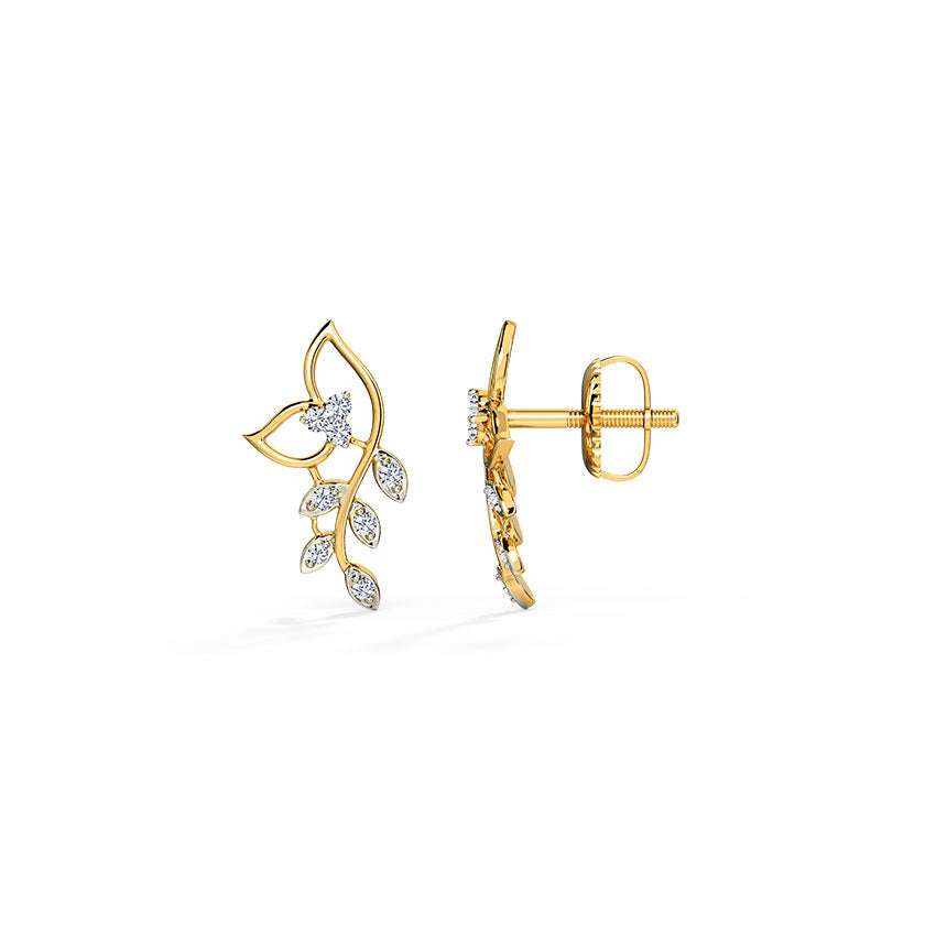 Classic Leaves Diamond Stud Earrings