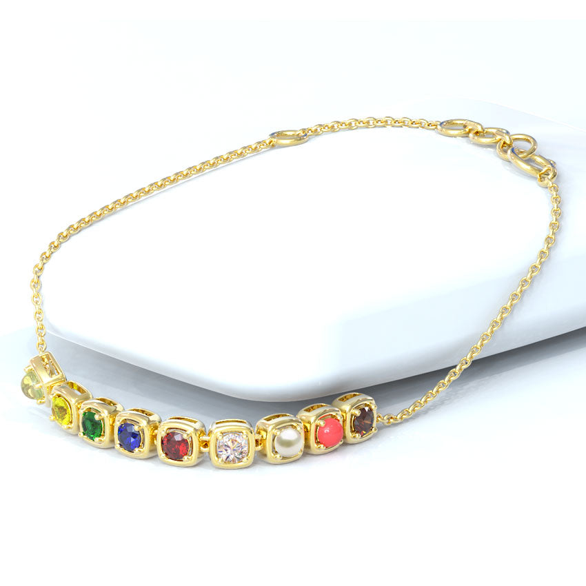 Delicate Navratna Gemstone Bracelet
