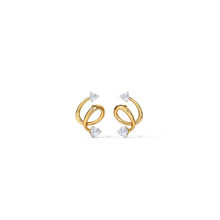 Sleek Twine Diamond Stud Earrings