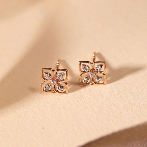 Lovely Blossom Diamond Stud Earrings