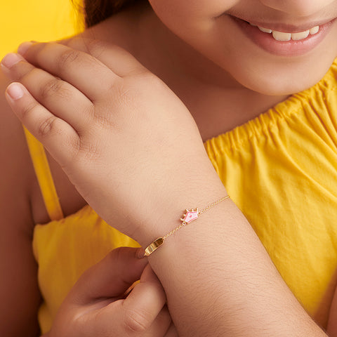 Blush Tiara Personalised Kids' Gold Bracelet