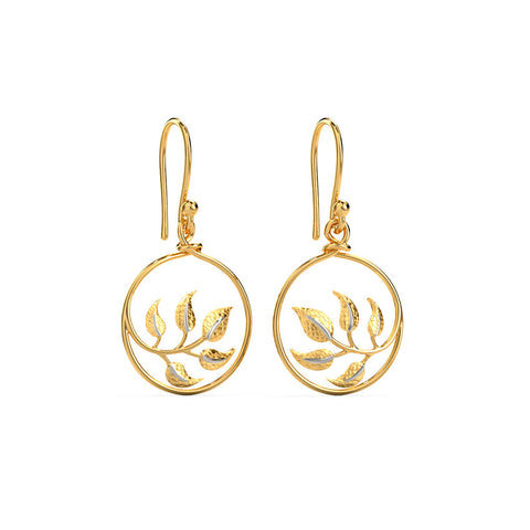 Framed Leaf Gold Drop Earrings