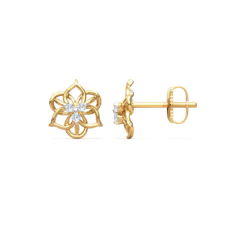 Ornate Bloom Diamond Stud Earrings