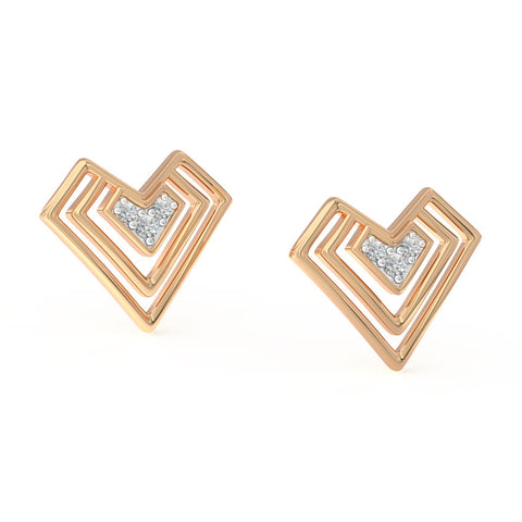 Edgy Heart Diamond Stud Earrings