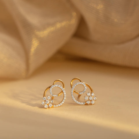 Floret in Loop Diamond Stud Earrings