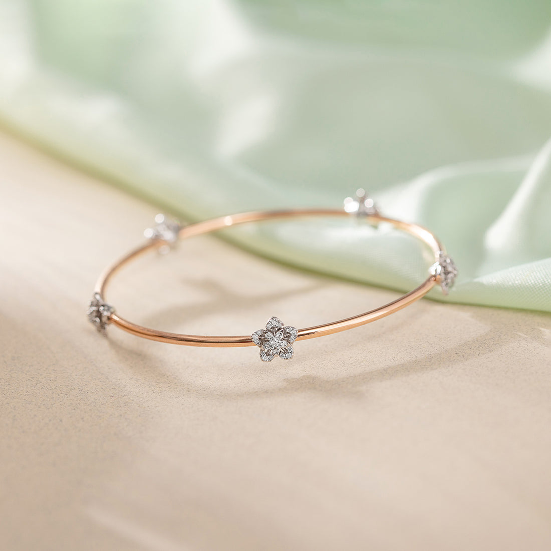 Delicate Blossom Diamond Bangle