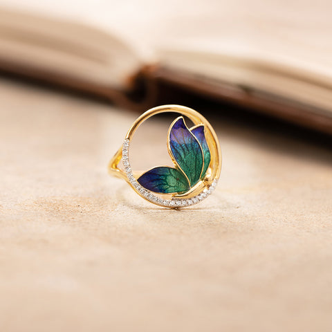 Encircle Blue Butterfly Diamond Ring