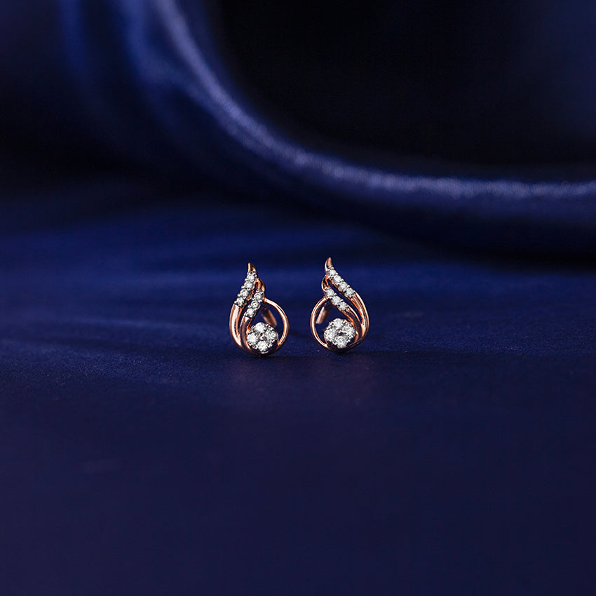 Delicate Dewdrop Diamond Stud Earrings