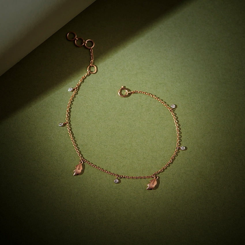 Leaves Charm Diamond Bracelet